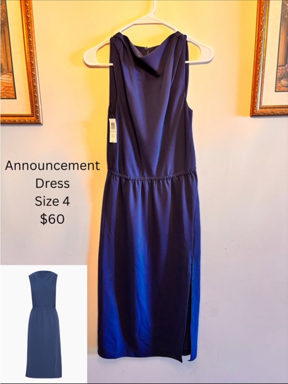Aritzia Navy Blue Sleeveless Midi Dress